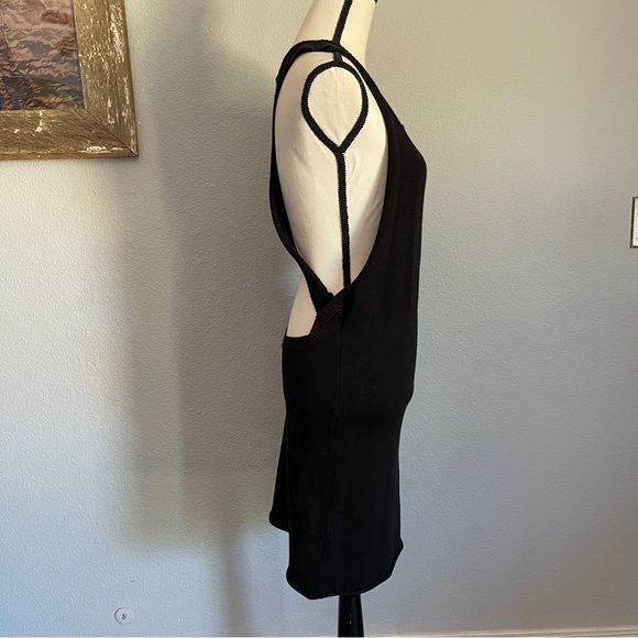 Sexy Open Back Black Knit Tank Dress M - Picture 3 of 8